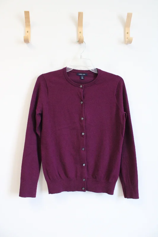Lands' End Plum Button Down Cardigan | S Button Cardigan Zip Cardigan Pullover Cardigan