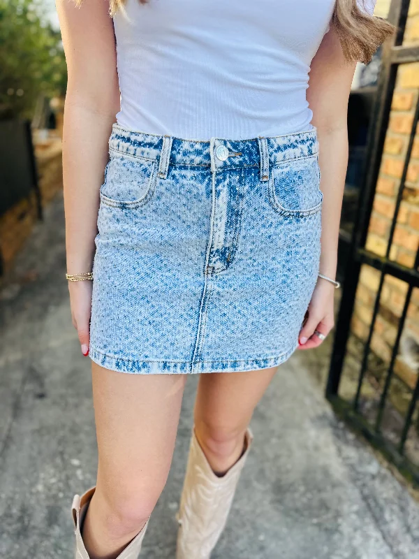 Beck Denim Rhinestone Skirt- Blue cashmere skirt plush