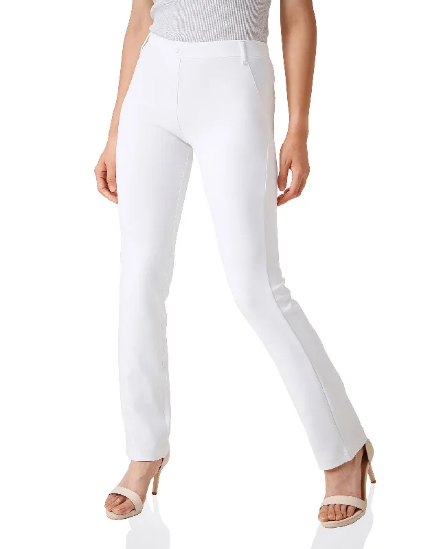 Straight Leg Yoga Dress Pants, Back Pockets (White) Soft Sweatpants Style
