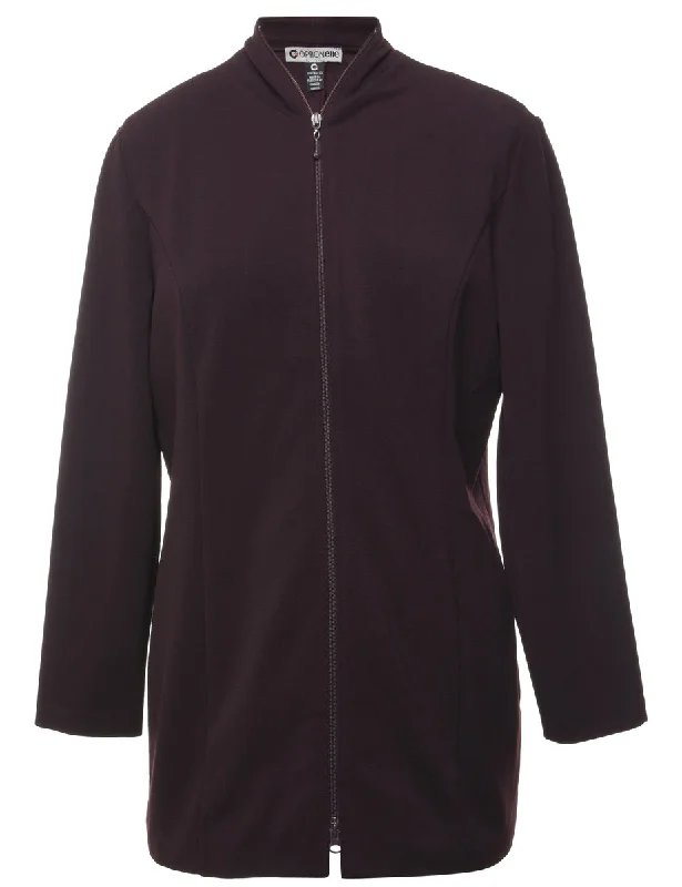 Zip Front Jacket - M Satin Jacket Silk Jacket Chiffon Jacket