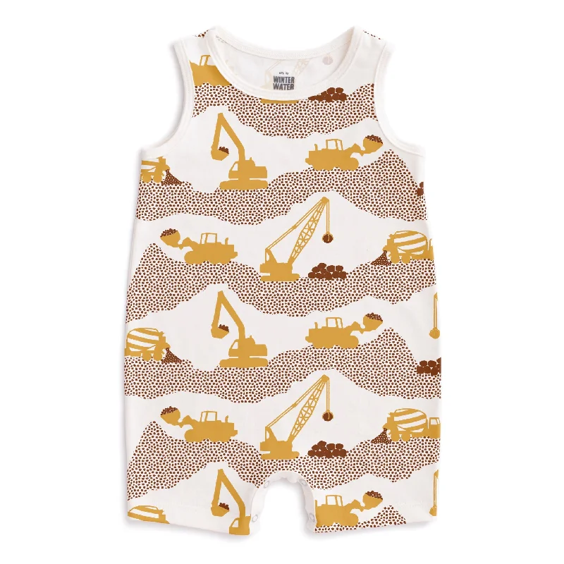 Tank Top Romper - Construction Yellow & Chestnut modal blend tank