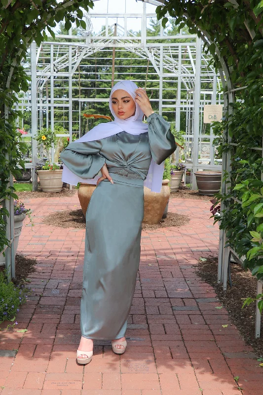 Luxe Satin Skirt- Mint Gray corduroy skirt durable