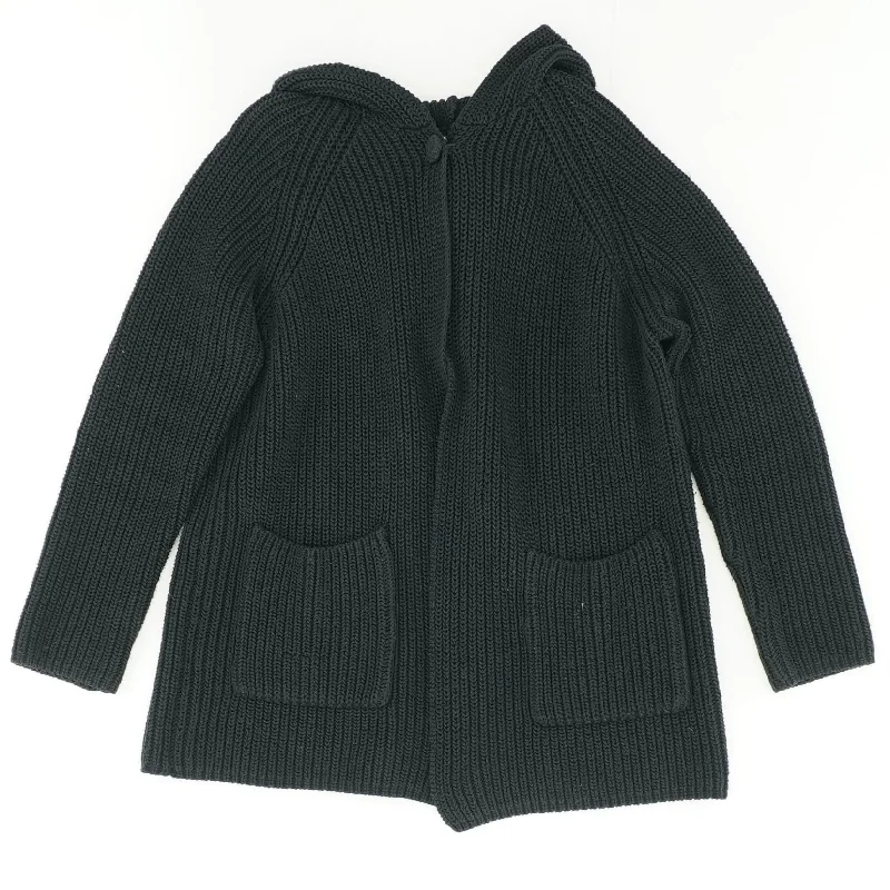 Black Solid Cardigan Sweater Fleece Fabric Down Fabric Feather Fabric