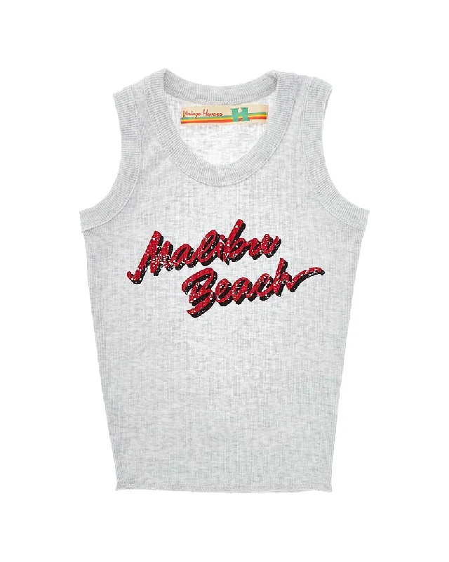 Vintage Havana Malibu Beach Ribbed Tank peach tank top
