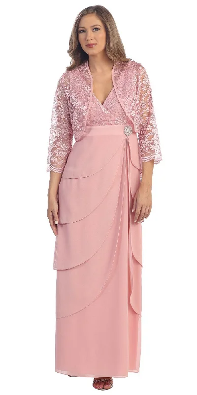 Sally Fashion 8729 V-Neck Long Dress Empire Lace Chiffon Include Lace Jacket Jacket Blazer Coat Sally Fashion 8729 V-Neck Long Dress Empire Lace Chiffon Include Lace Jacket Jacket Blazer Coat