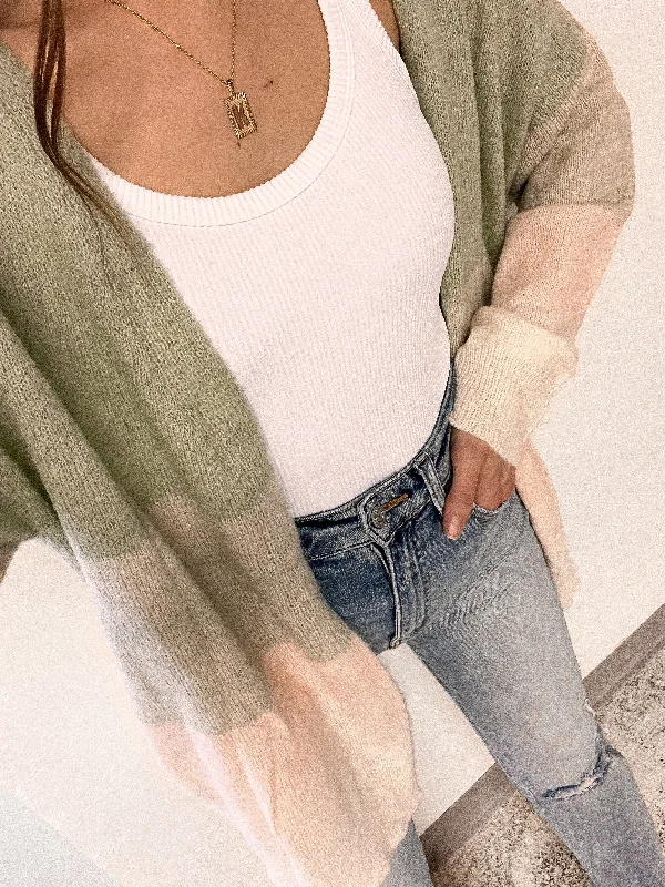 It's All Good Color Block Open Front Cardigan Denim Fabric Leather Fabric Suede Fabric It's All Good Color Block Open Front Cardigan Denim Fabric Leather Fabric Suede Fabric