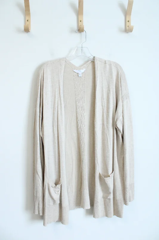 Time And Tru Beige Cardigan | XXL Silk Blend Satin Velvet