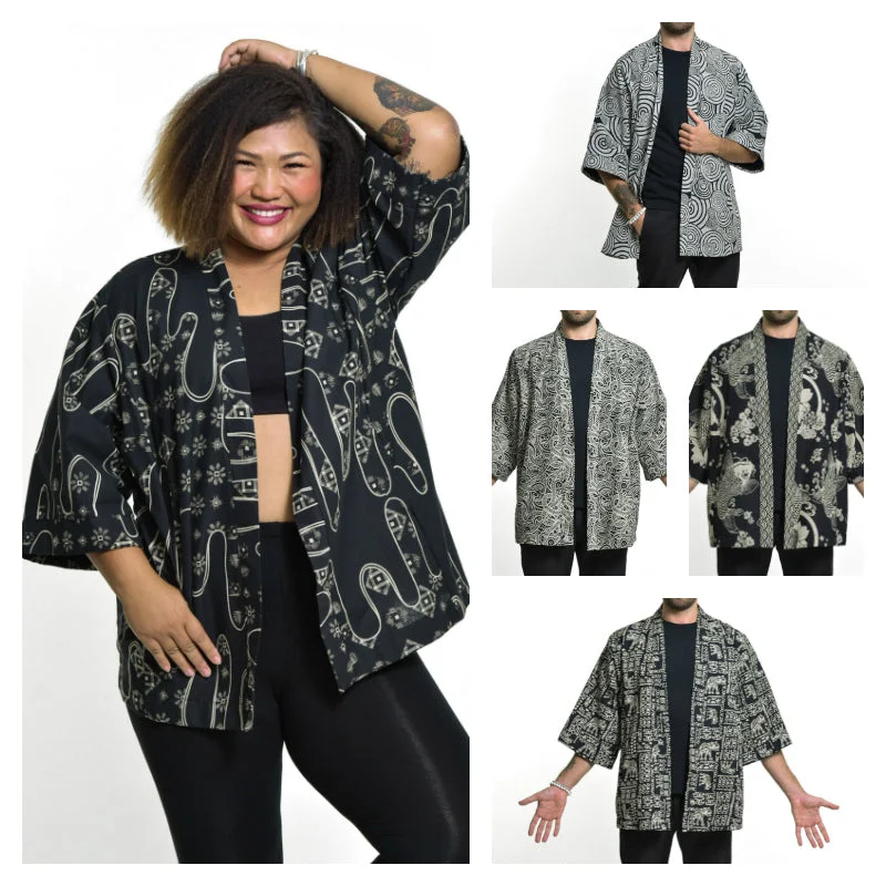 Assorted set of 5 Unisex Cotton Kimono Cardigan Stretchy Elastic Breathable