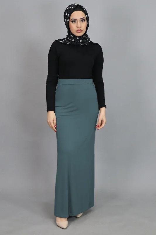Mint Gray Spandex Maxi Skirt wrap skirt elegant