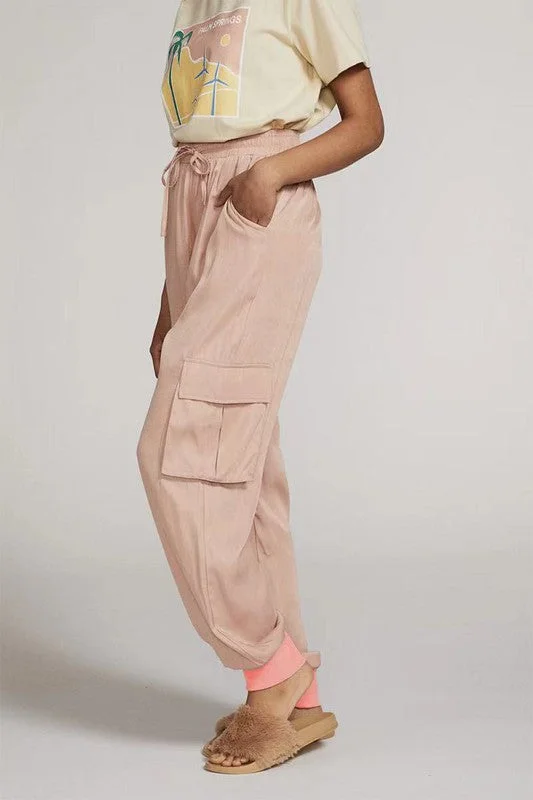 Textured satin cargo pants Formal Wide-Leg Pants