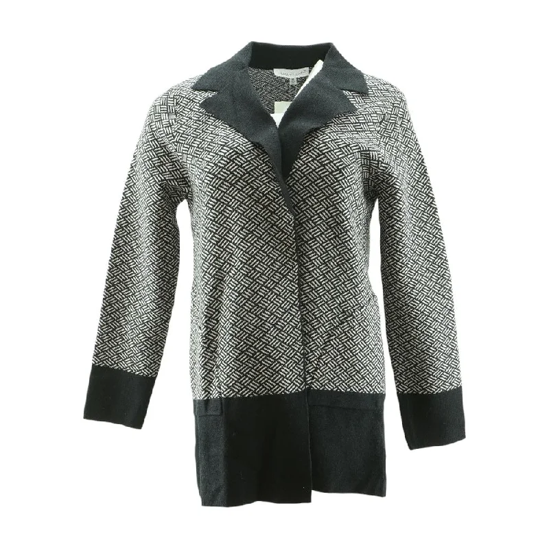 Black Graphic Cardigan Sweater Hooded Cardigan Collared Cardigan Shawl Collar