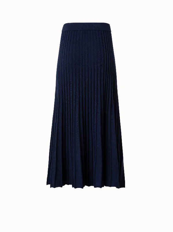 Flared Merino Knit Skirt in Ribbed Wool lace skirt romantic