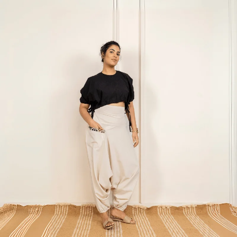 Women's Aladdin Harem Pants | Cream Slim Fit Casual Pants