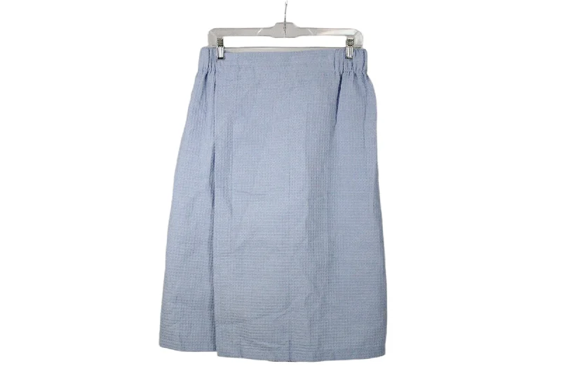 Light Blue Waffle Knit Wrap Skirt | XL wool skirt warm
