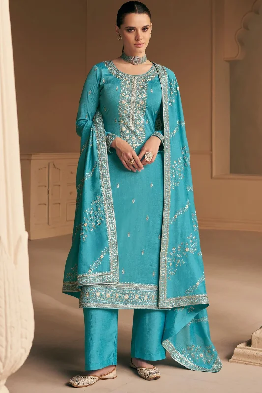 Bollywood Designer Real Heavy Embroidery Work Festival Wear Salwar Kameez Plazzo-Pant Suit Trendy High-Waist Trousers