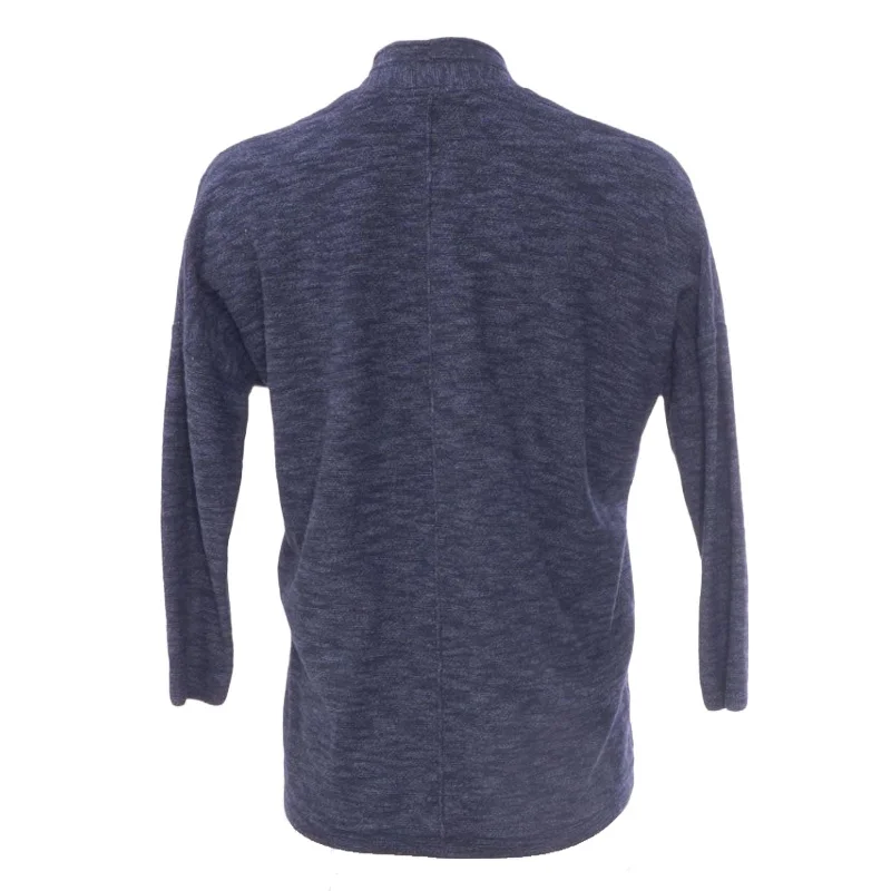 Blue Solid Cardigan Sweater Elegant Classic Vintage