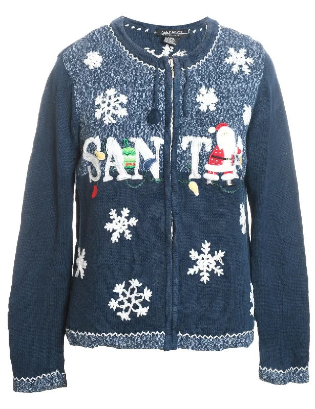 Santa Claus Christmas Cardigan - M Knit Fabric Woven Fabric Fleece Fabric