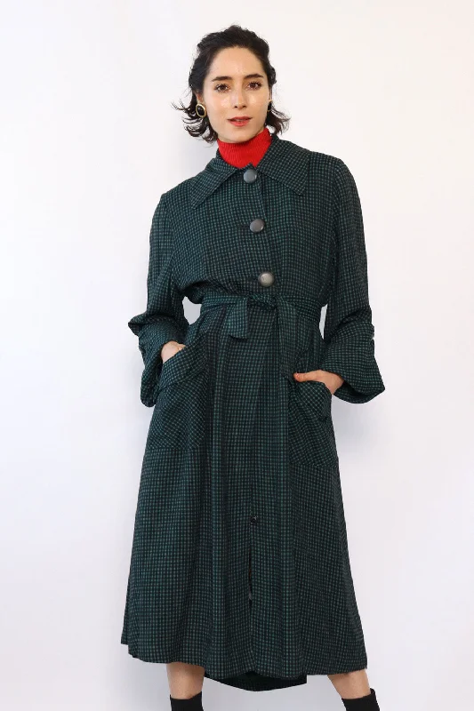 1940s Checkered Gabardine Jacket M/L Anorak Shell Jacket Lightweight Jacket