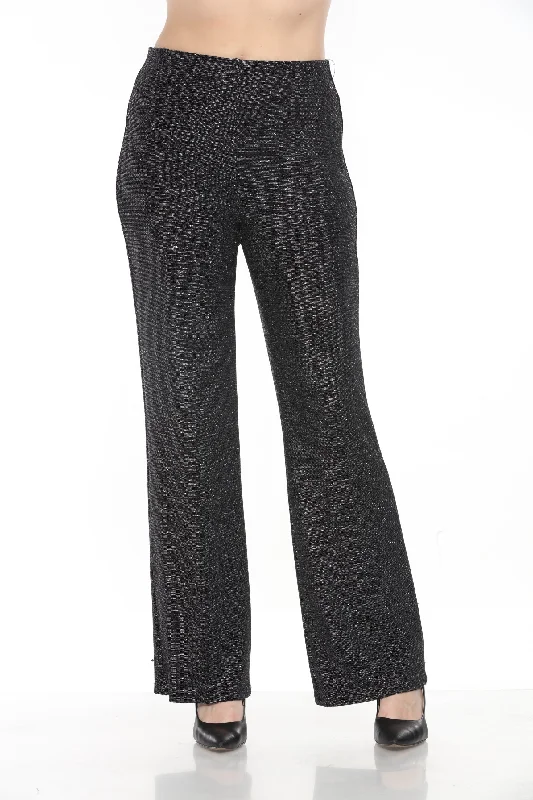 Joseph Ribkoff Black/Silver Shimmery High-Waist Wide Leg Pants 244219 Formal Slim Pants