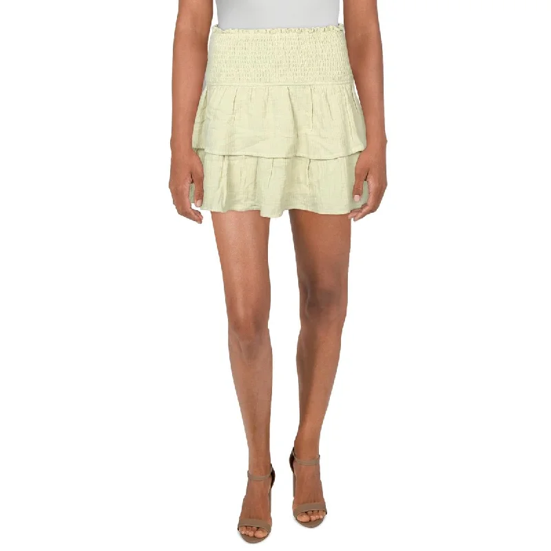 Le Lis Womens Cotton Tiered Mini Skirt linen skirt breathable