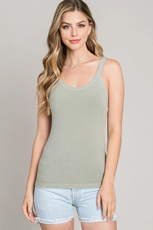 Vintage Washed Scoop Neck Rib Tank crossback tank top