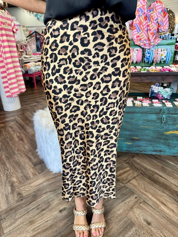 Cheetah Satin Skirt boho skirt vibe