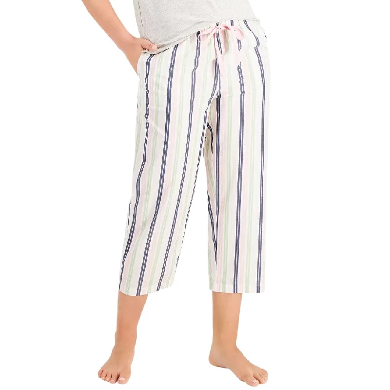 CHARTER CLUB - Woven Stripped Pajama Pants Chic Capri Pants