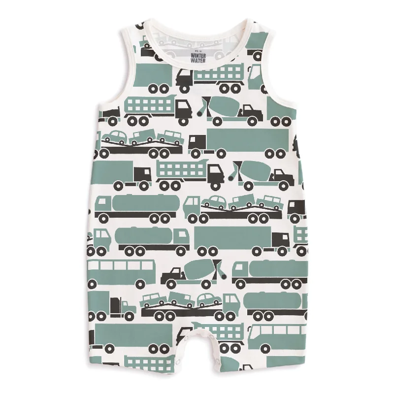 Tank Top Romper - Big Rigs Surf Blue grey tank top