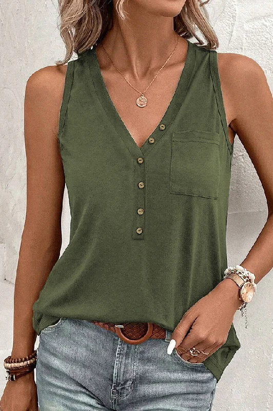 Buttoned Deep V Tank ivory tank top