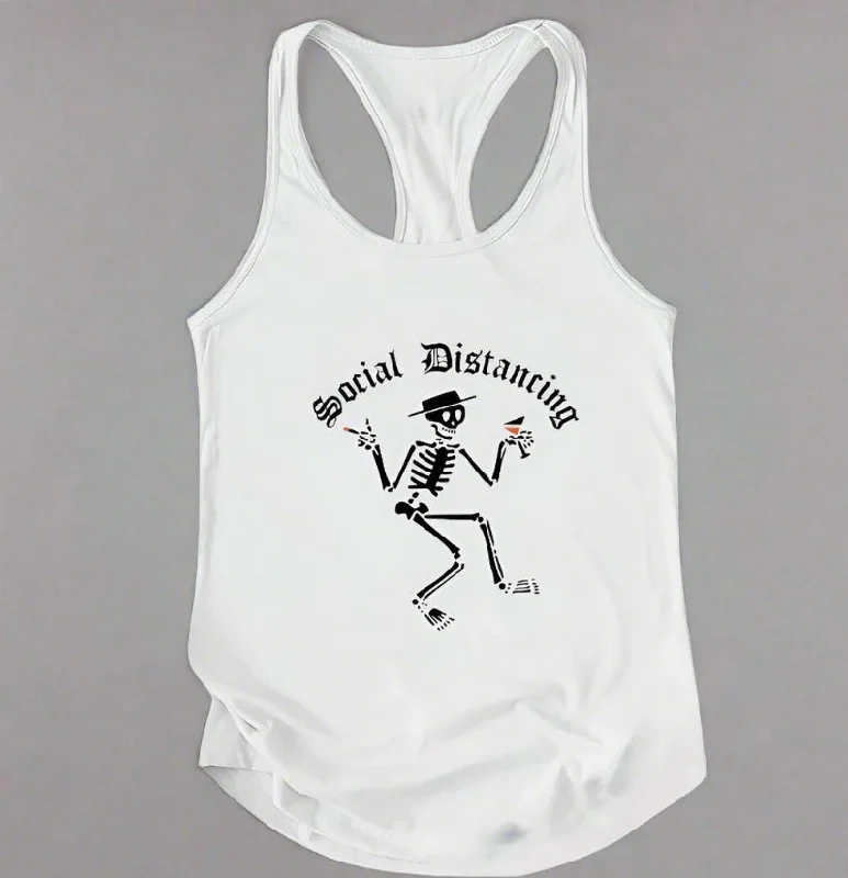 Women's Social Dist-ancing Tank Top metallic tank top