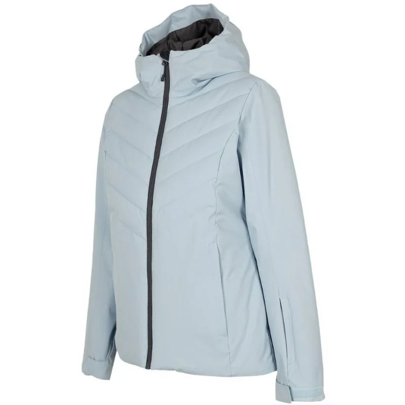 4F Womens Ski Jacket - Light Blue Welt Pockets Slit Pockets Flap Pockets