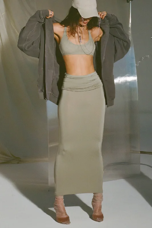 Foldover Maxi Skirt ribbed skirt waist