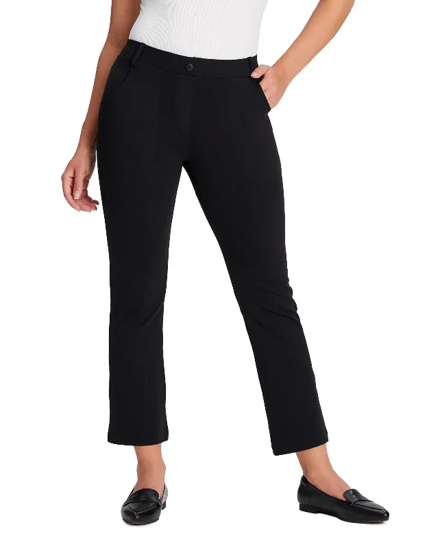Flare Cropped Yoga Dress Pants, 4 Pockets Comfortable Pleated Pants