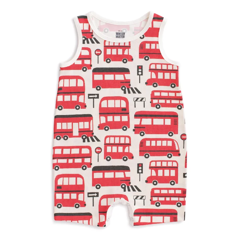 Tank Top Romper - Double-Decker Buses Red cropped tank top