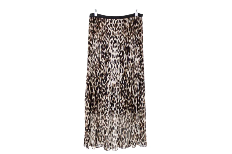 East 5th Pleated Leopard Print Skirt | M silk skirt sleek