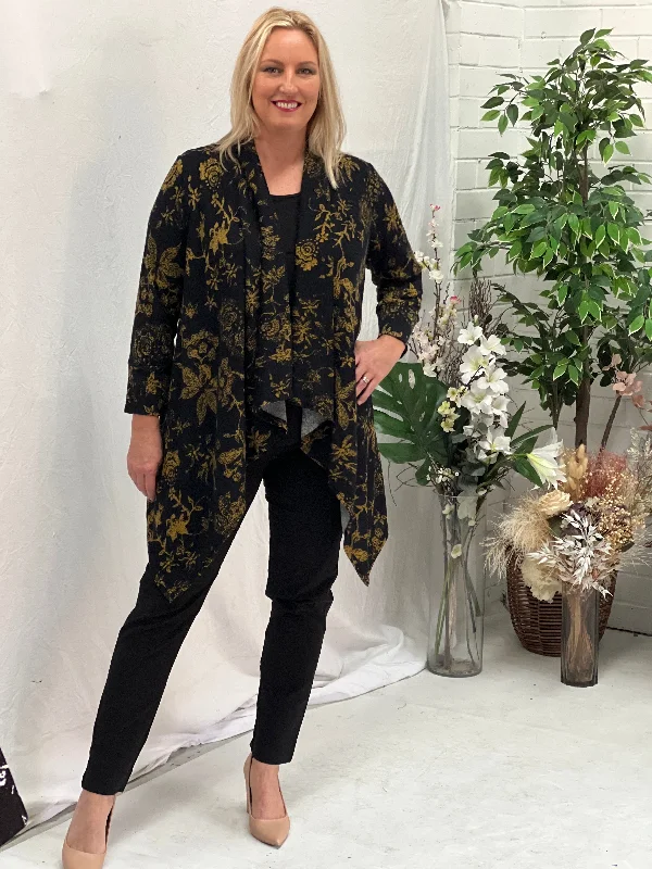 Karina Black Knit Cardigan Front Pockets Side Pockets Patch Pockets