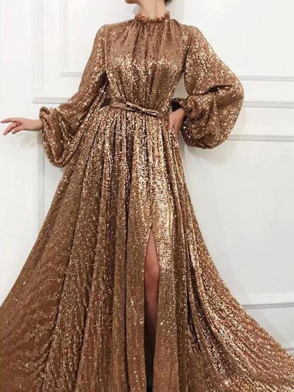 Sequin Sparkly Shinning Long Sleeves A-Line Cheap Modest Fashion Elegant Prom Dresses, Unique Party Dress, PD1178 Square Neckline Feminine Sequin Sparkly Shinning Long Sleeves A-Line Cheap Modest Fashion Elegant Prom Dresses, Unique Party Dress, PD1178 Square Neckline Feminine