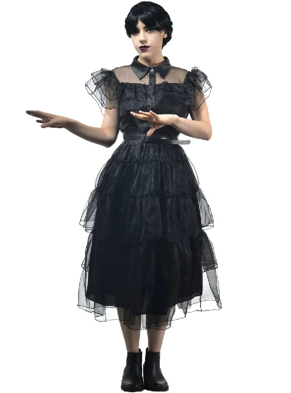 Deluxe Teen Girls Wednesday Addams Party Dress Costume Lace Sexy Club