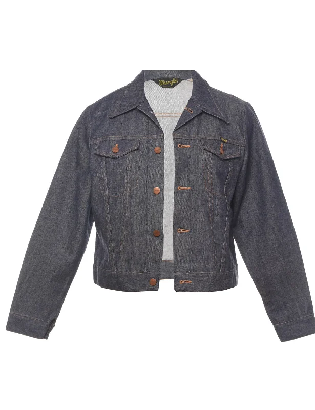 Wrangler Denim Jacket - M Notch Collar Peter Pan Collar Cowl Neck