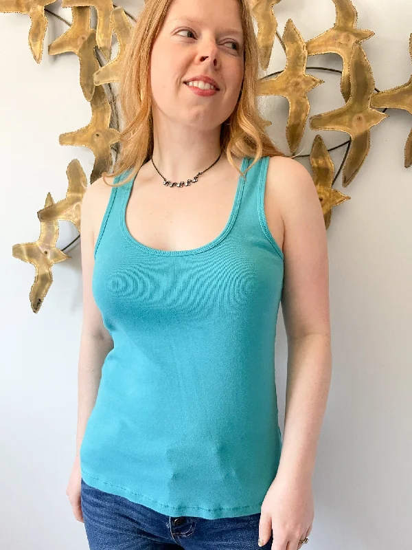 Teal Cotton Tank Top - Small/Large basic tank top