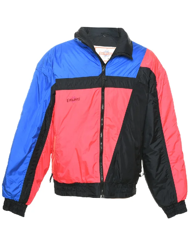 Zip Front Colour Block Ski Jacket - L Fitted Jacket Loose Jacket Oversized Jacket