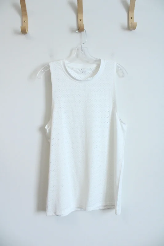 Zyia Active Mesh White Athletic Tank | L adorable tank top