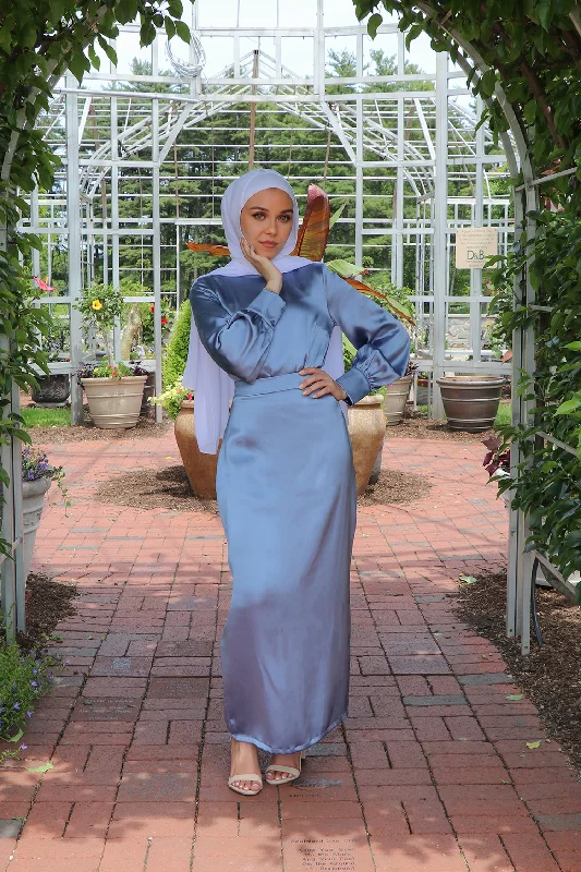 Luxe Satin Skirt- Sky cashmere skirt soft