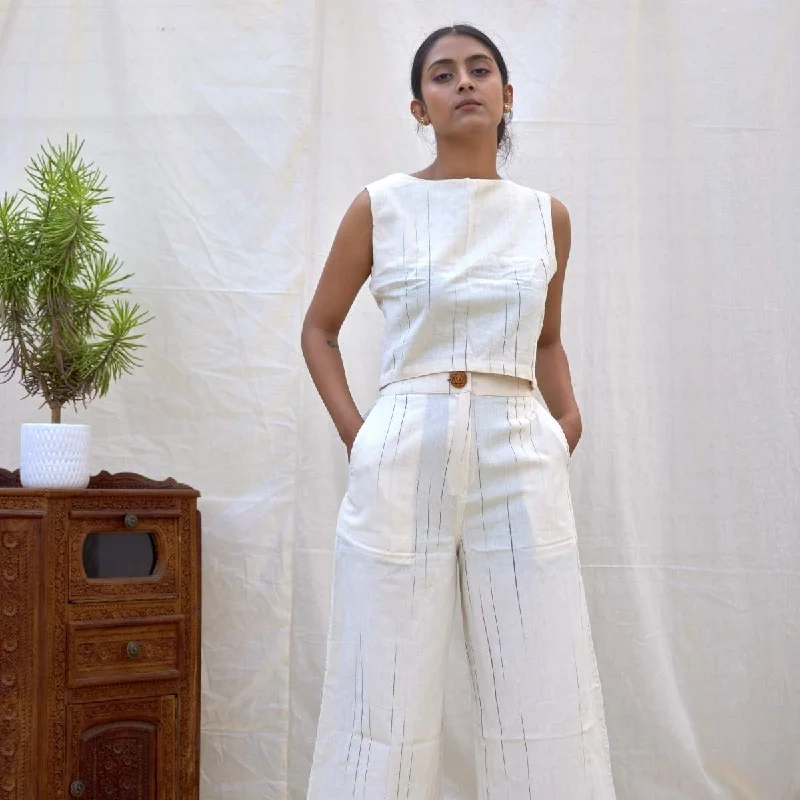 Natural Stripes |  High-Waisted Crop Pants Classic Bootcut Trousers