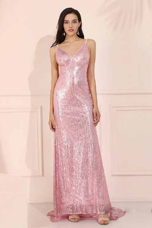 Mermaid Pink Long Prom Dresses Spaghetti Straps Evening Party Dresses Tunics Practical easy-care Mermaid Pink Long Prom Dresses Spaghetti Straps Evening Party Dresses Tunics Practical easy-care