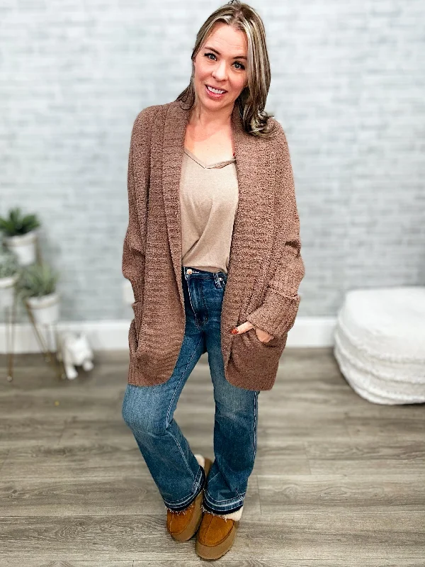 OMG Thick & Crazy Soft Cuddle You Mocha Cardigan with Pockets Fleece Fabric Down Fabric Feather Fabric