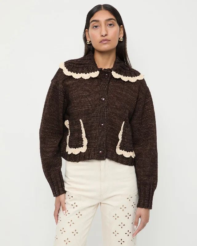 Lo Cardigan Cable Knit Ribbed Knit Lace Knit