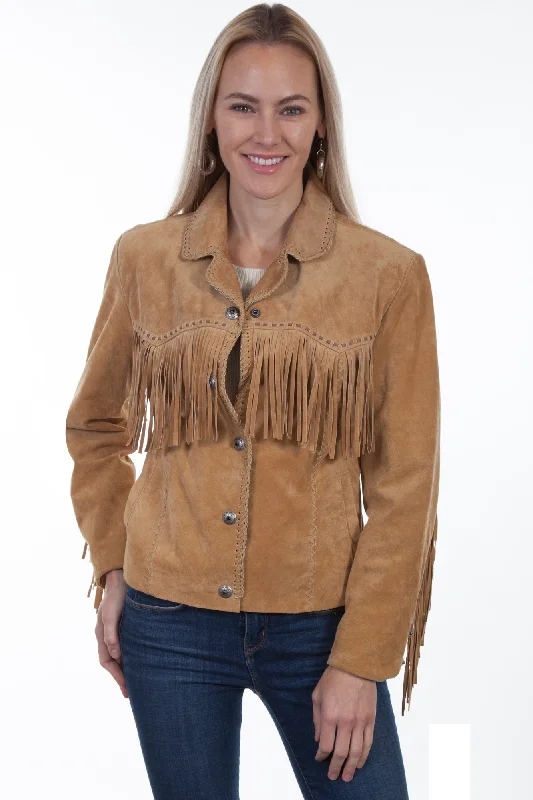 Scully Womens Old Rust Suede Snap Fringe Jacket S Boat Neck Shawl Collar Notched Collar Scully Womens Old Rust Suede Snap Fringe Jacket S Boat Neck Shawl Collar Notched Collar