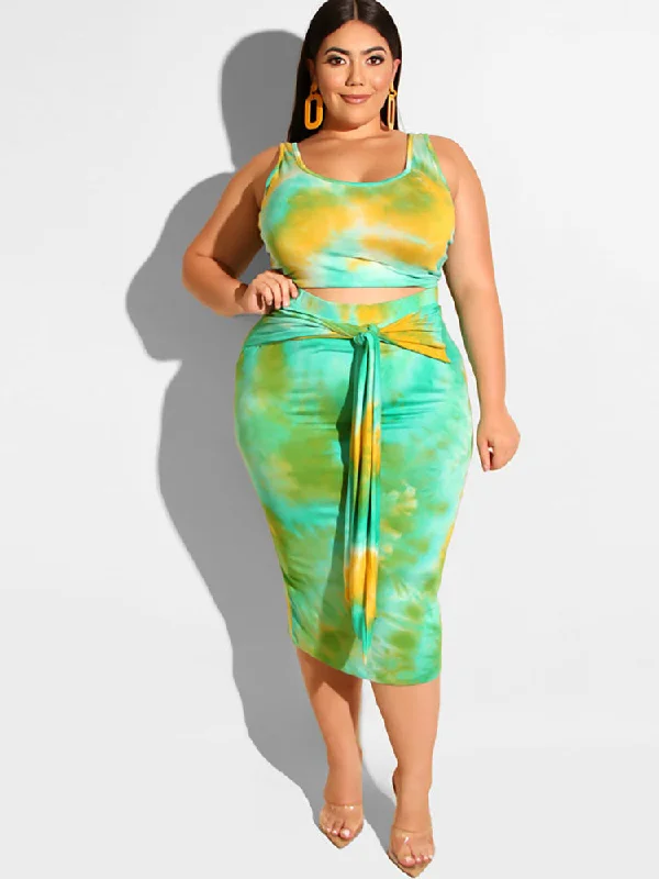 Plus Size Two Piece Tank Top & Midi Dress Outfits essential tank top