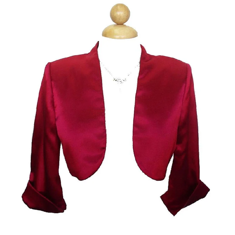 Mid Length Sleeve Red Satin Bolero Jacket Shrug Appliqued Jacket Beaded Jacket Sequined Jacket Mid Length Sleeve Red Satin Bolero Jacket Shrug Appliqued Jacket Beaded Jacket Sequined Jacket